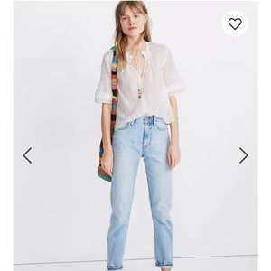 Madewell X Worn Pintuck Tie Neck Top